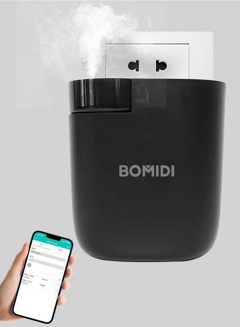 BOMIDI جهاز توزيع العطور العطري بدون ماء – موزع زيت أساسي سعة 60 مل للمنزل، المكتب، السبا، اليوغا، غرفة النوم | تحكم عبر USB وتطبيق بلوتوث | مضخة هواء فنتوري، 3 أوضاع رذاذ، هادئ للغاية (< 41 ديسيبل)، AD01-أسود - Image 2